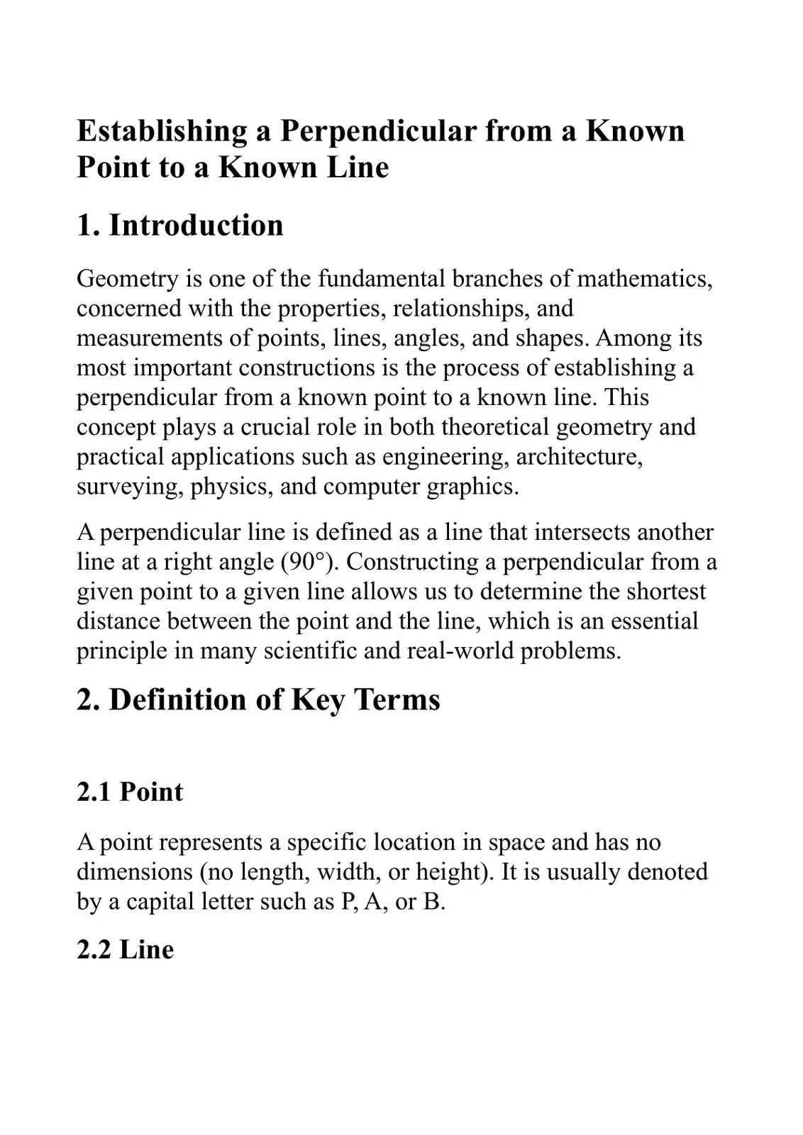 غلاف كتاب Establishing a Perpendicular from a Known Point to a Known Line