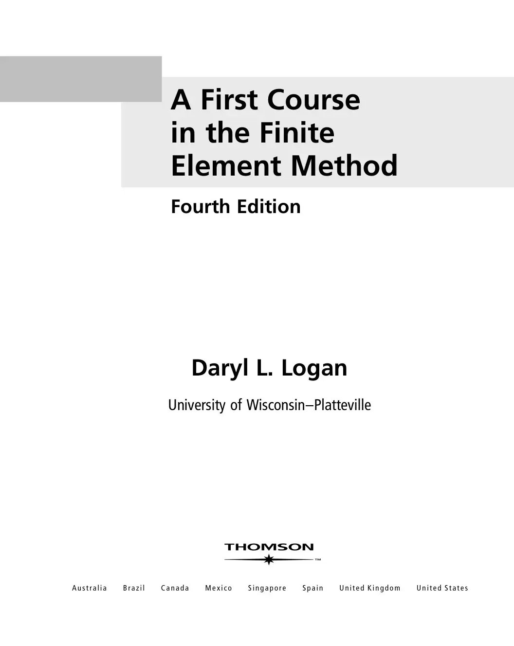 غلاف كتاب A First Course in the Finite Element Method