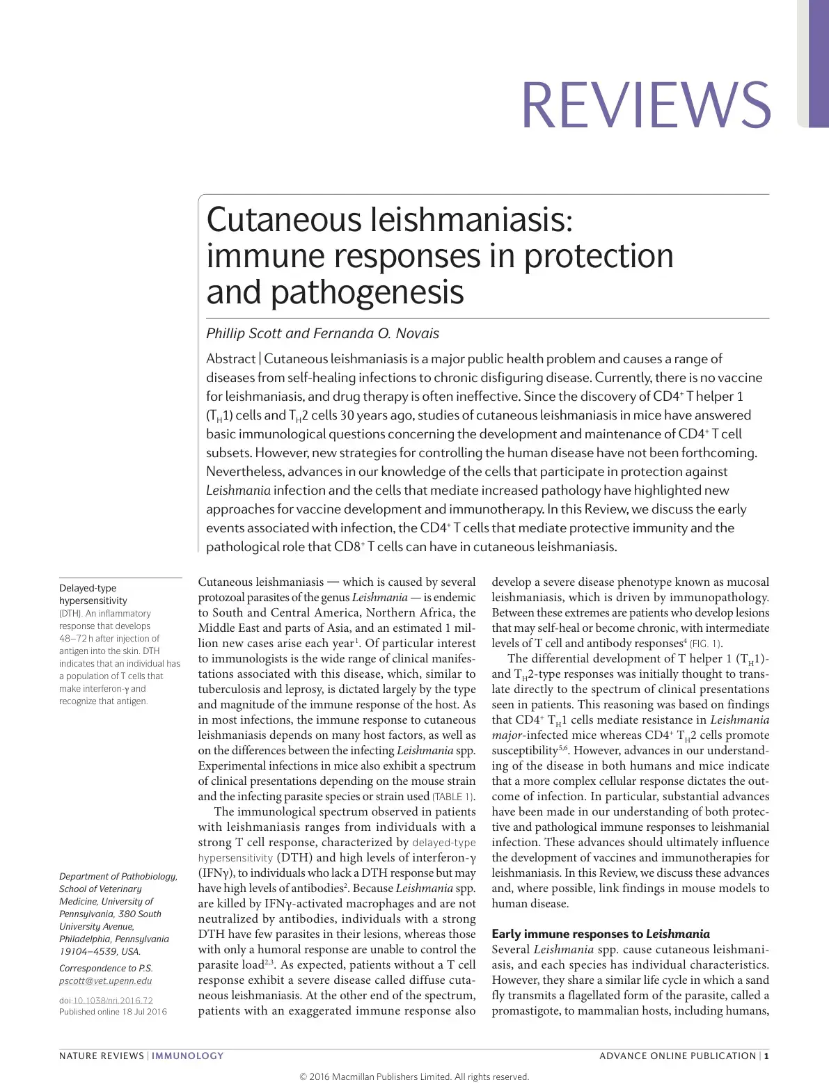 غلاف كتاب Cutaneous leishmaniasis: immune responses in protection and pathogenesis