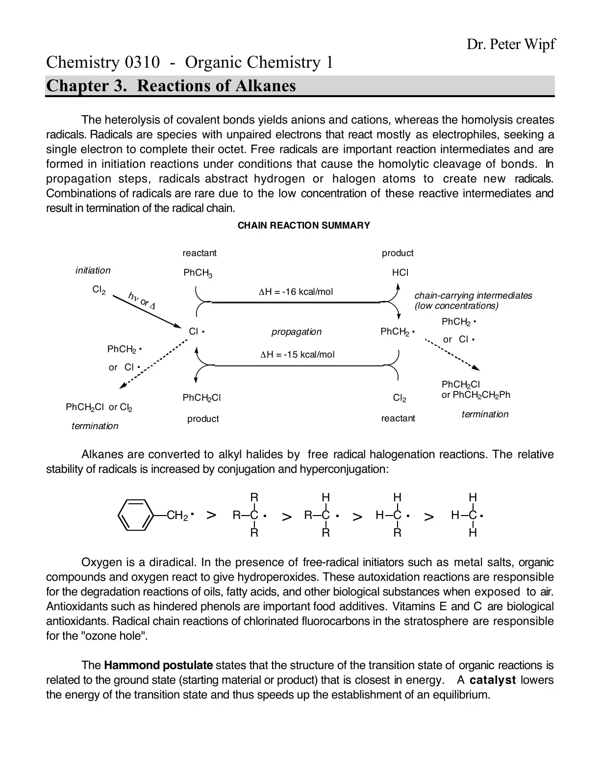غلاف كتاب Organic Chemistry 1 - Chapter 3: Reactions of Alkanes