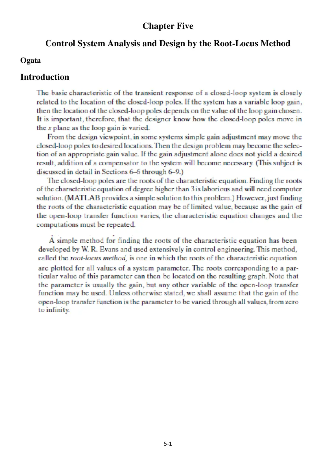 غلاف كتاب Control System Analysis and Design by the Root-Locus Method