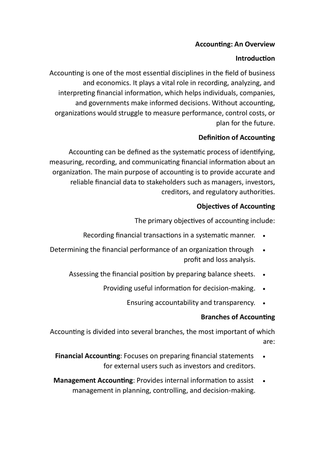 غلاف كتاب Accounting: An Overview