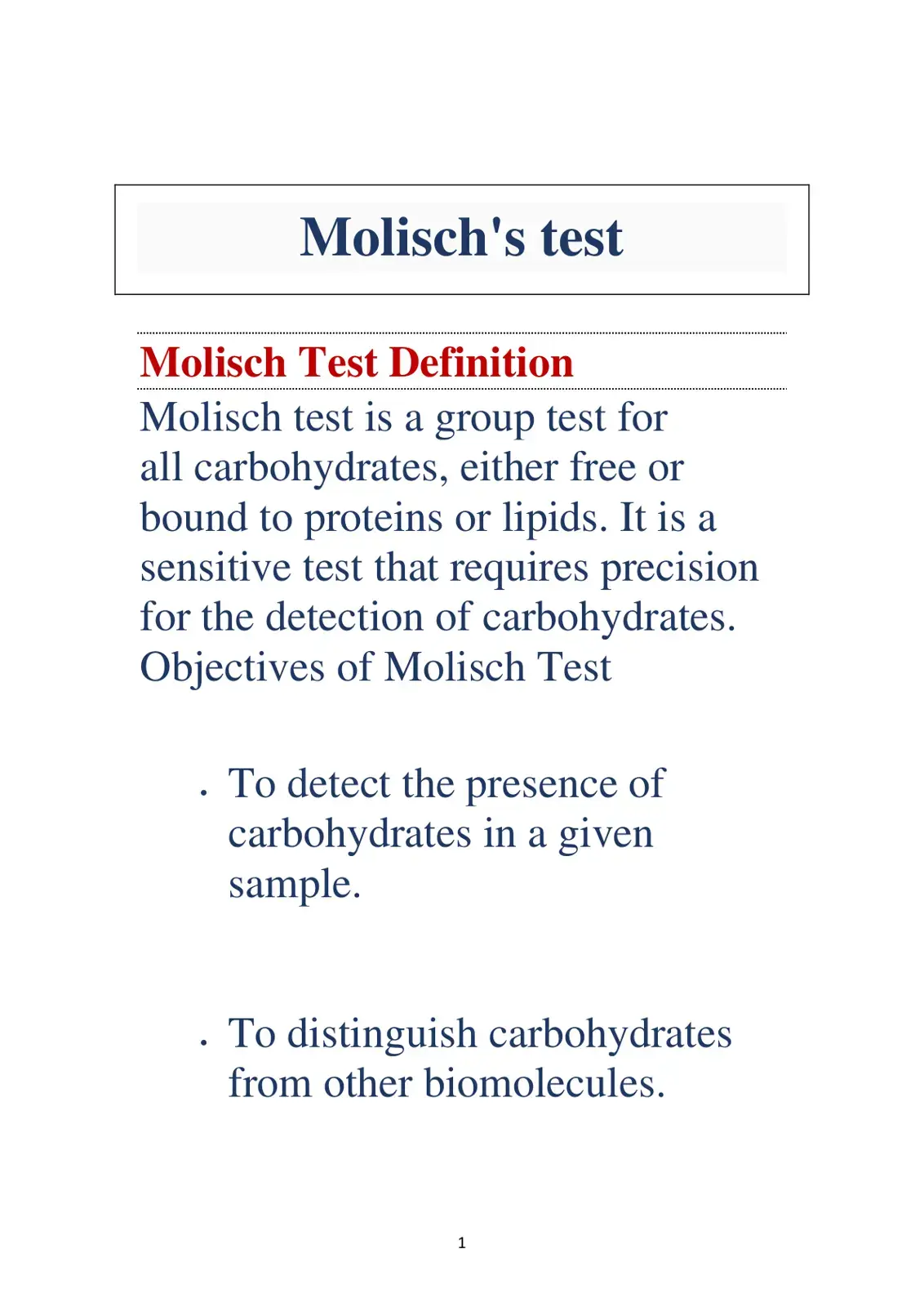 غلاف كتاب Molisch's Test