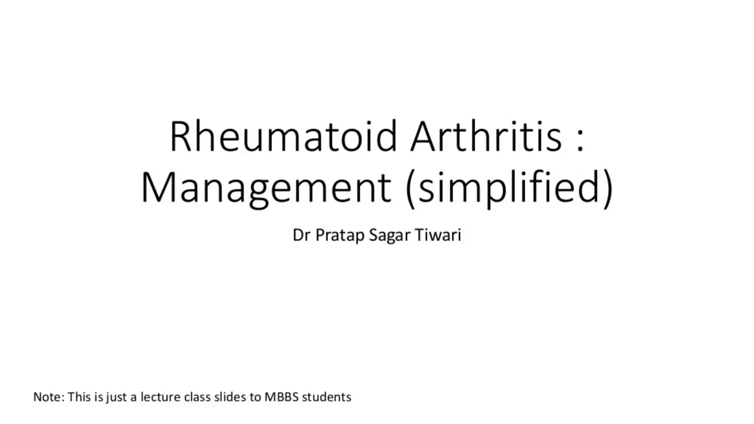 غلاف كتاب Rheumatoid Arthritis: Management (simplified)