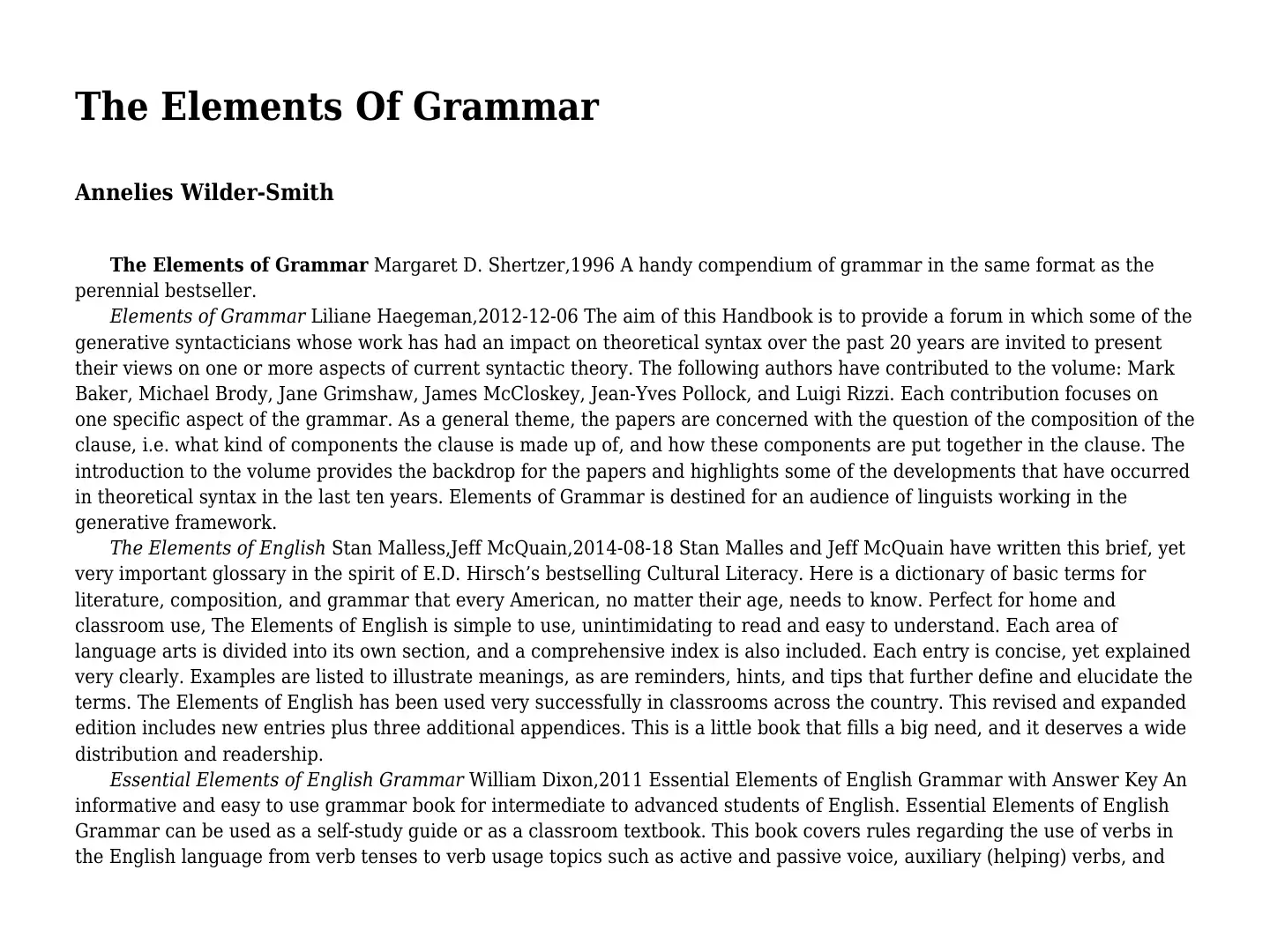 غلاف كتاب The Elements Of Grammar