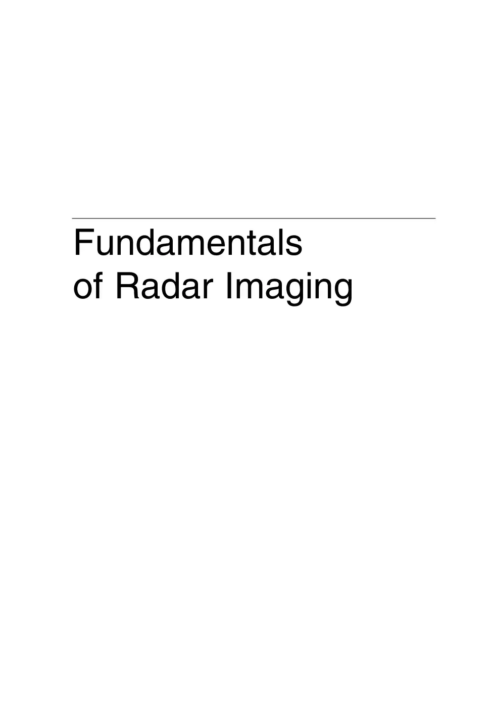 غلاف كتاب Fundamentals of Radar Imaging