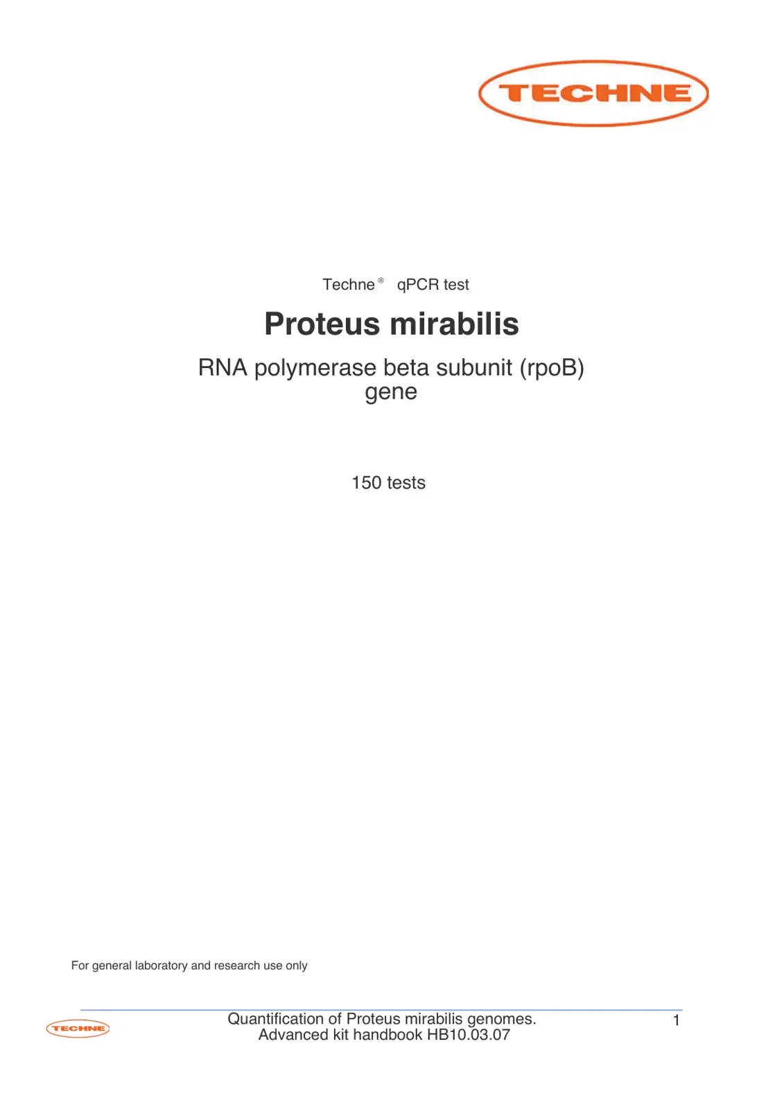 غلاف كتاب Techne qPCR test Proteus mirabilis RNA polymerase beta subunit (rpoB) gene