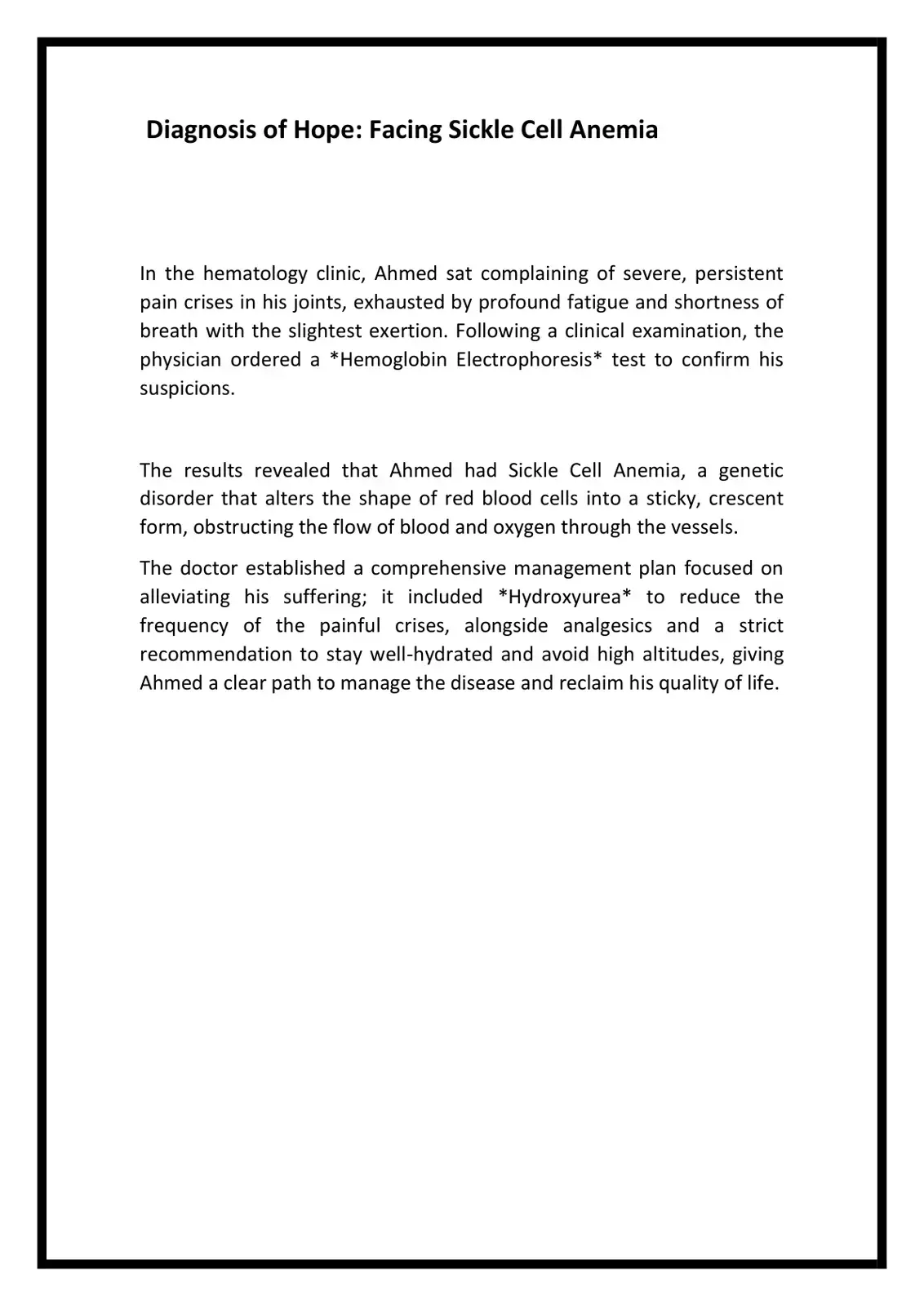 غلاف كتاب Diagnosis of Hope: Facing Sickle Cell Anemia