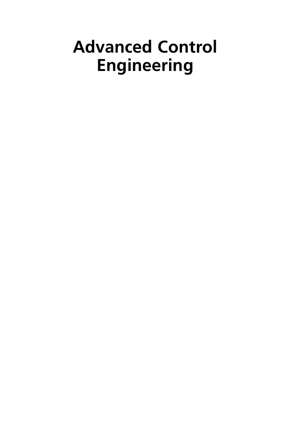 غلاف كتاب Advanced Control Engineering