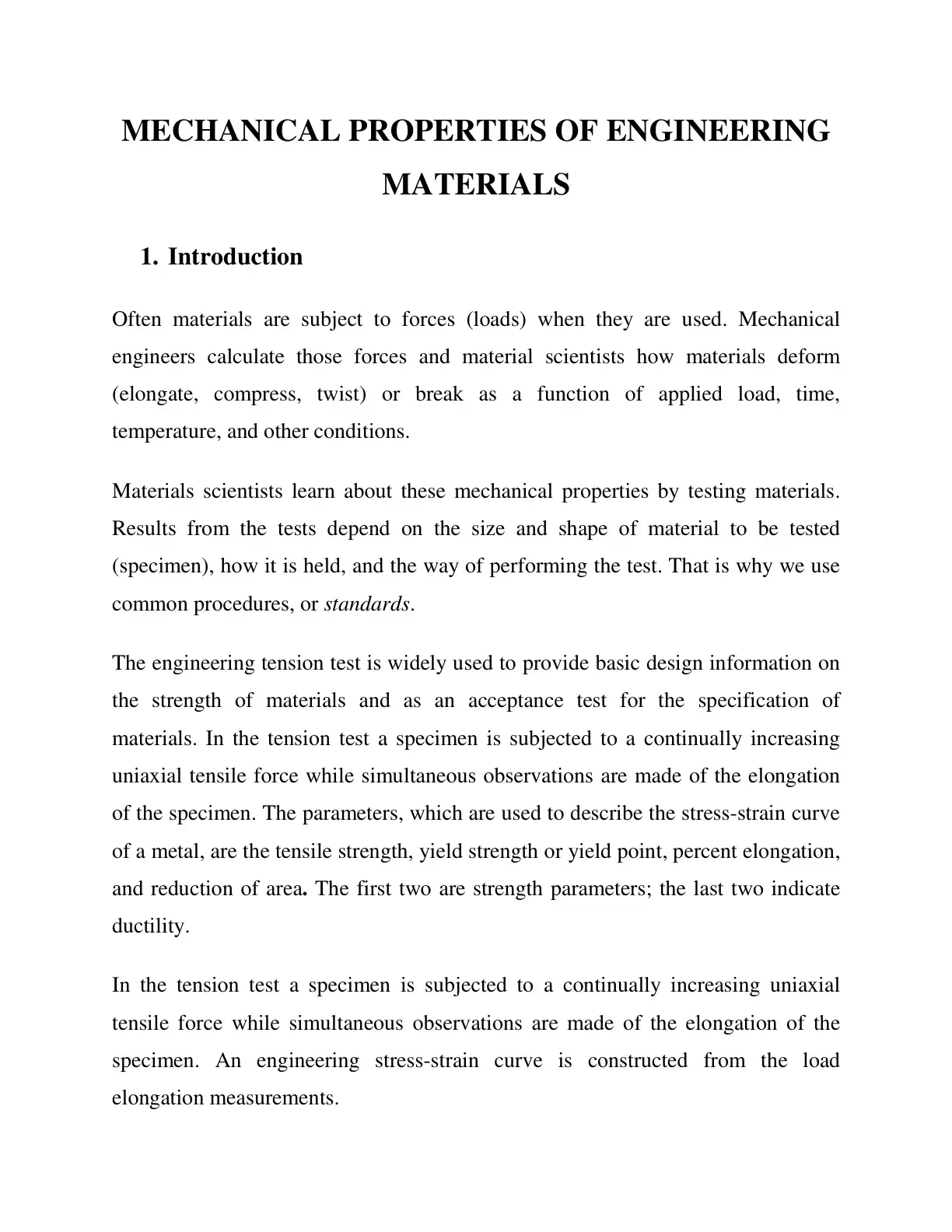 غلاف كتاب MECHANICAL PROPERTIES OF ENGINEERING MATERIALS