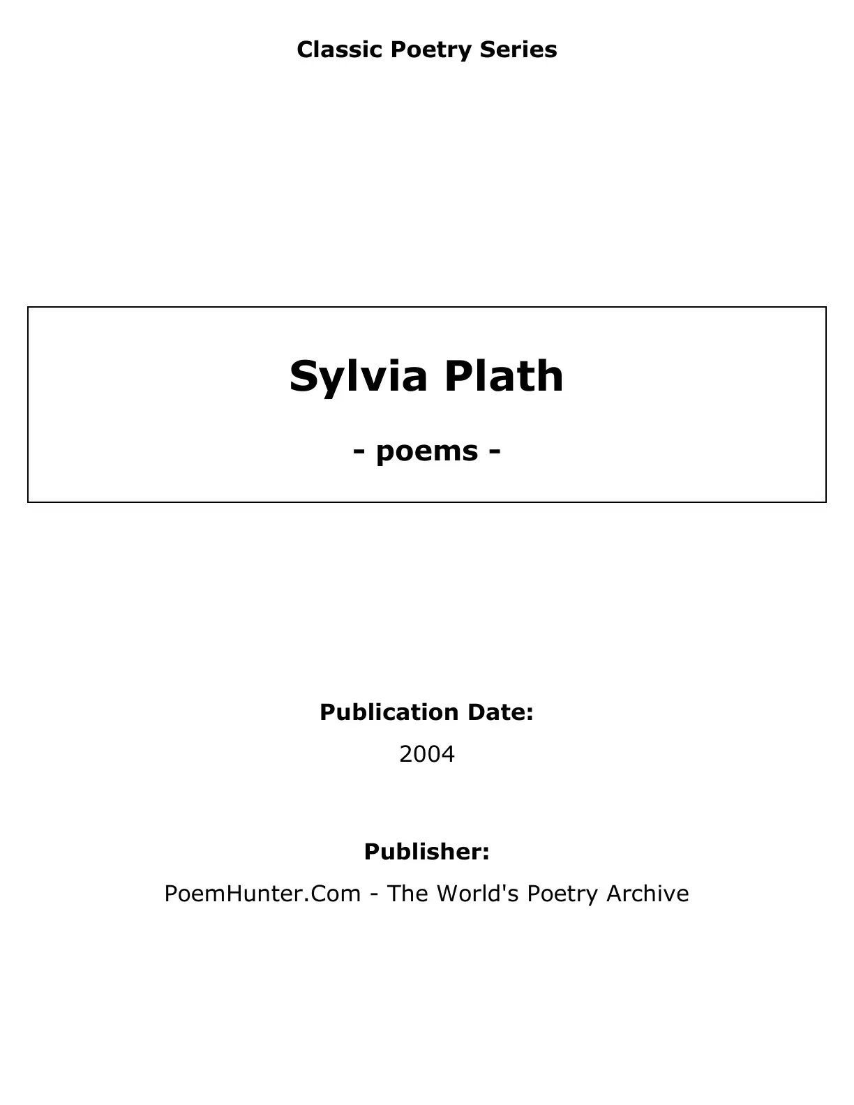 غلاف كتاب Sylvia Plath - Classic Poetry Series