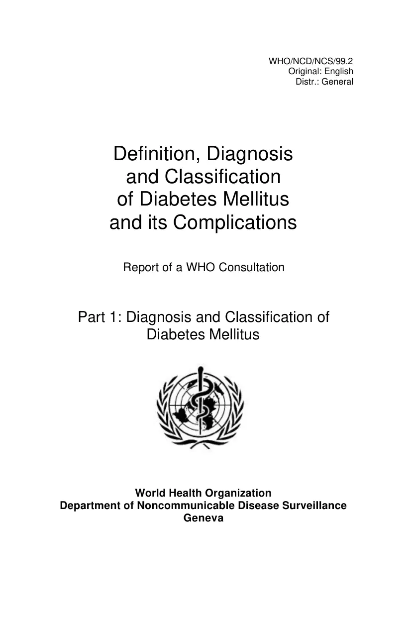 غلاف كتاب Definition, Diagnosis and Classification of Diabetes Mellitus and its Complications