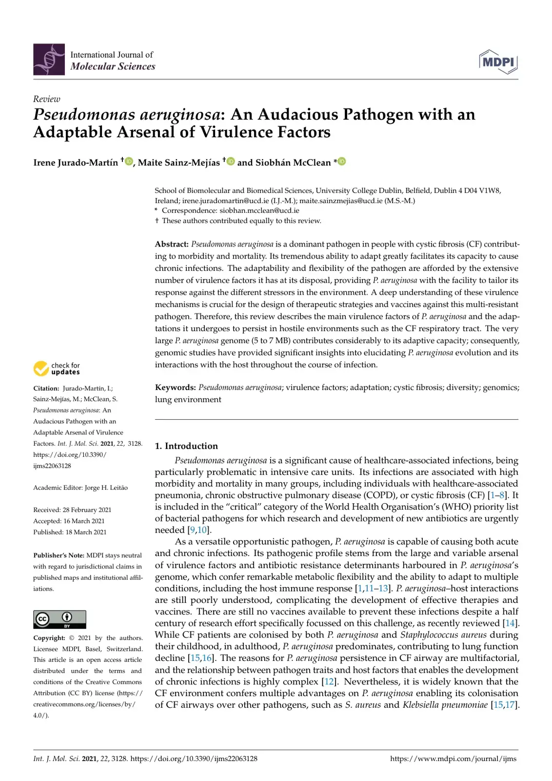غلاف كتاب Pseudomonas aeruginosa: An Audacious Pathogen with an Adaptable Arsenal of Virulence Factors