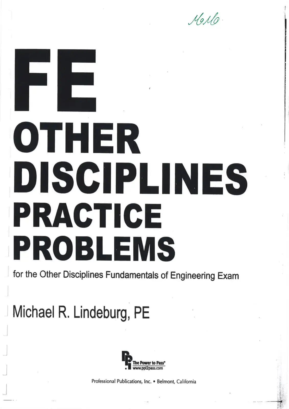 غلاف كتاب PRACTICE PROBLEMS for the Other Disciplines Fundamentals of Engineering Exam