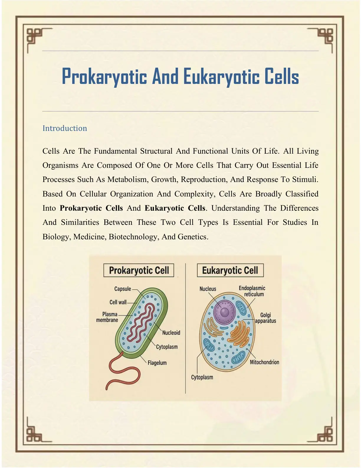 غلاف كتاب Prokaryotic And Eukaryotic Cells