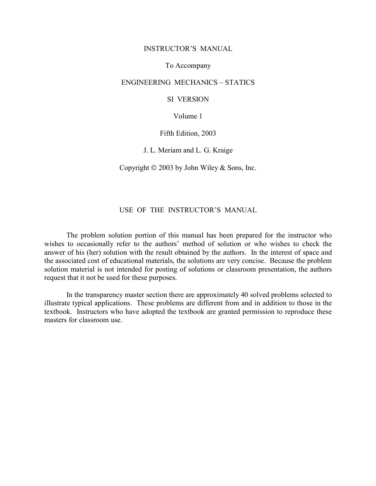 غلاف كتاب Engineering Mechanics – Statics (SI Version, Volume 1)