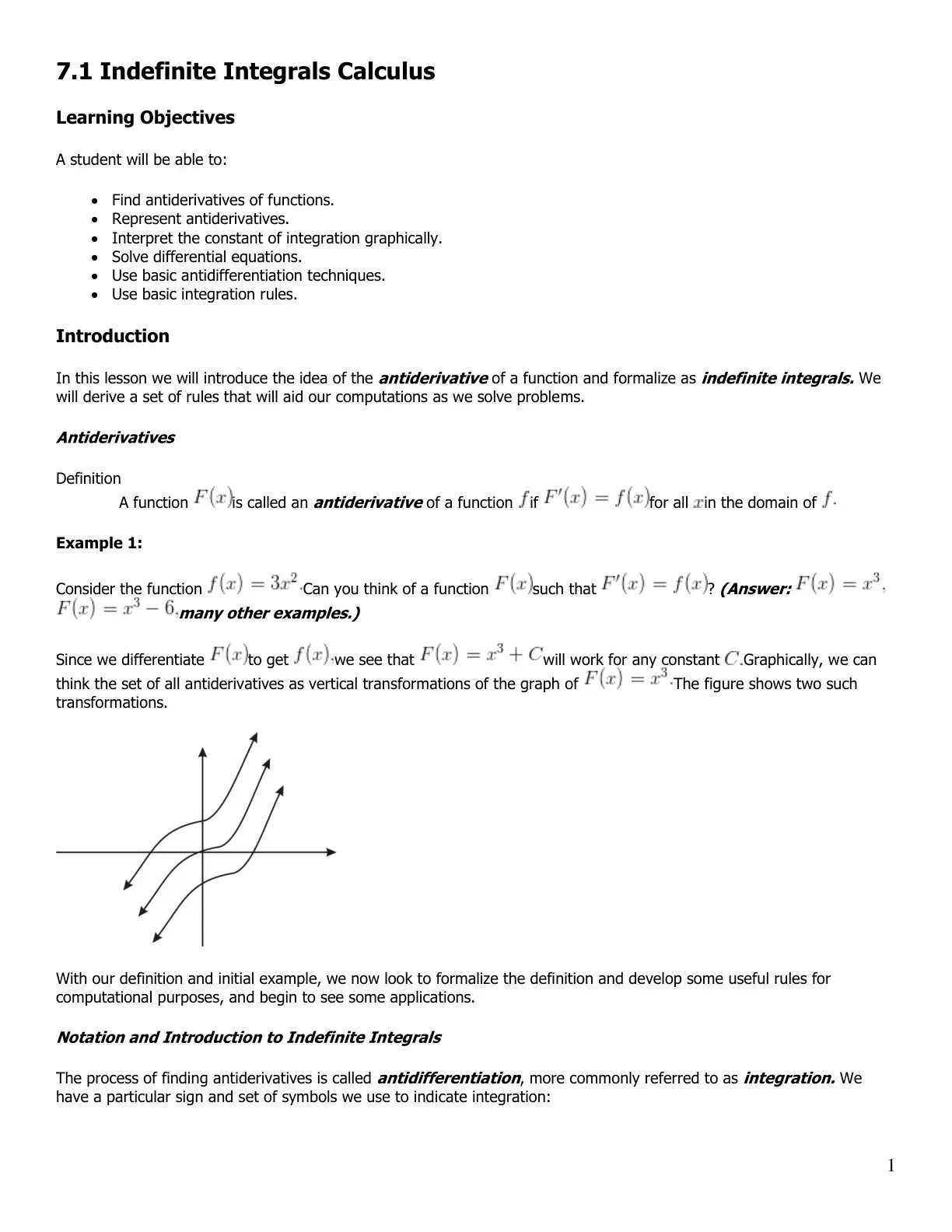 غلاف كتاب Indefinite Integrals Calculus