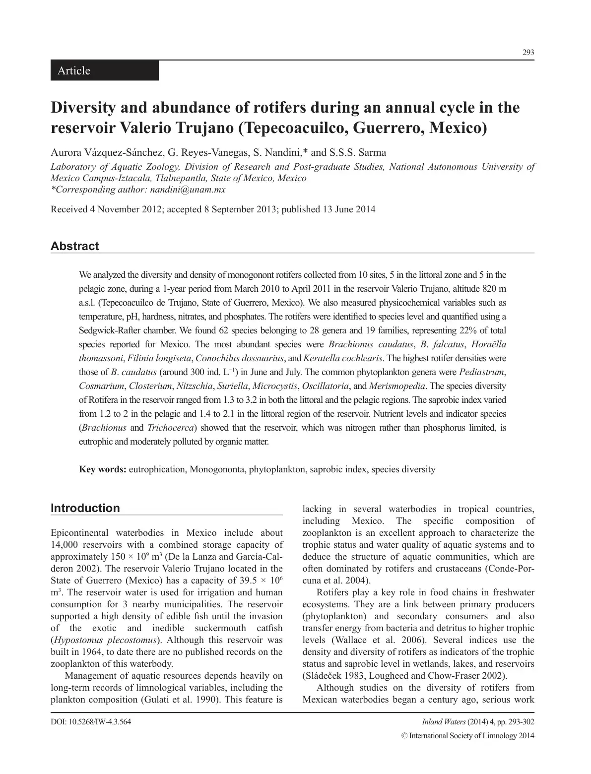 غلاف كتاب Diversity and abundance of rotifers during an annual cycle in the reservoir Valerio Trujano (Tepecoacuilco, Guerrero, Mexico)