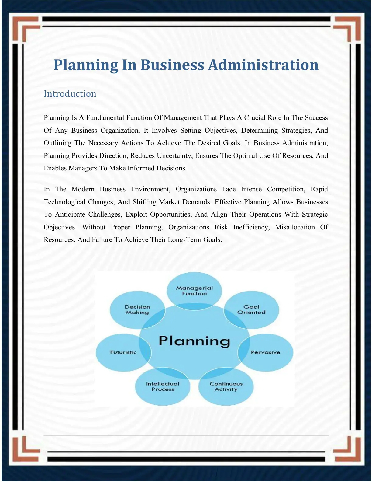غلاف كتاب Planning In Business Administration