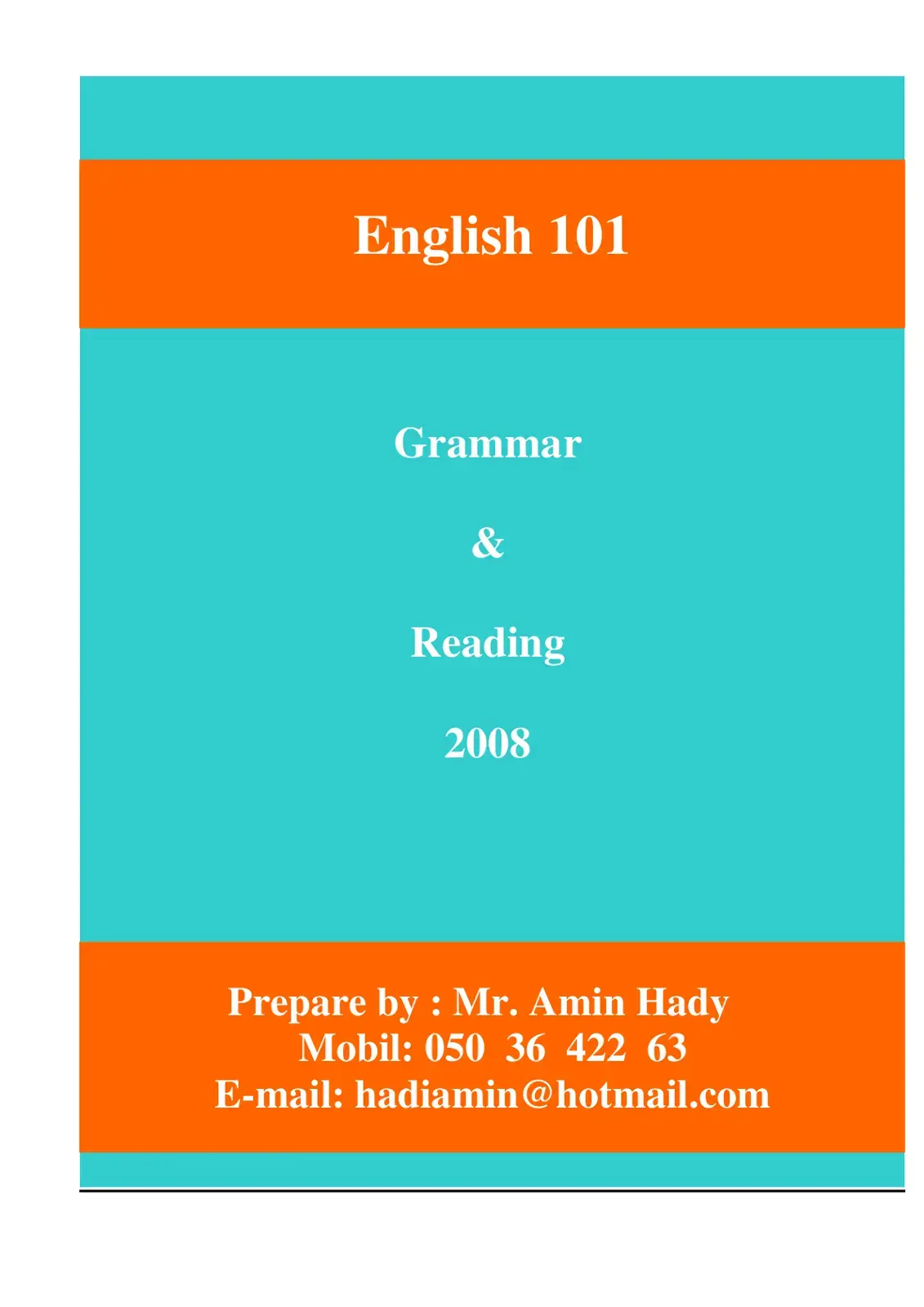 غلاف كتاب English 101 Grammar & Reading
