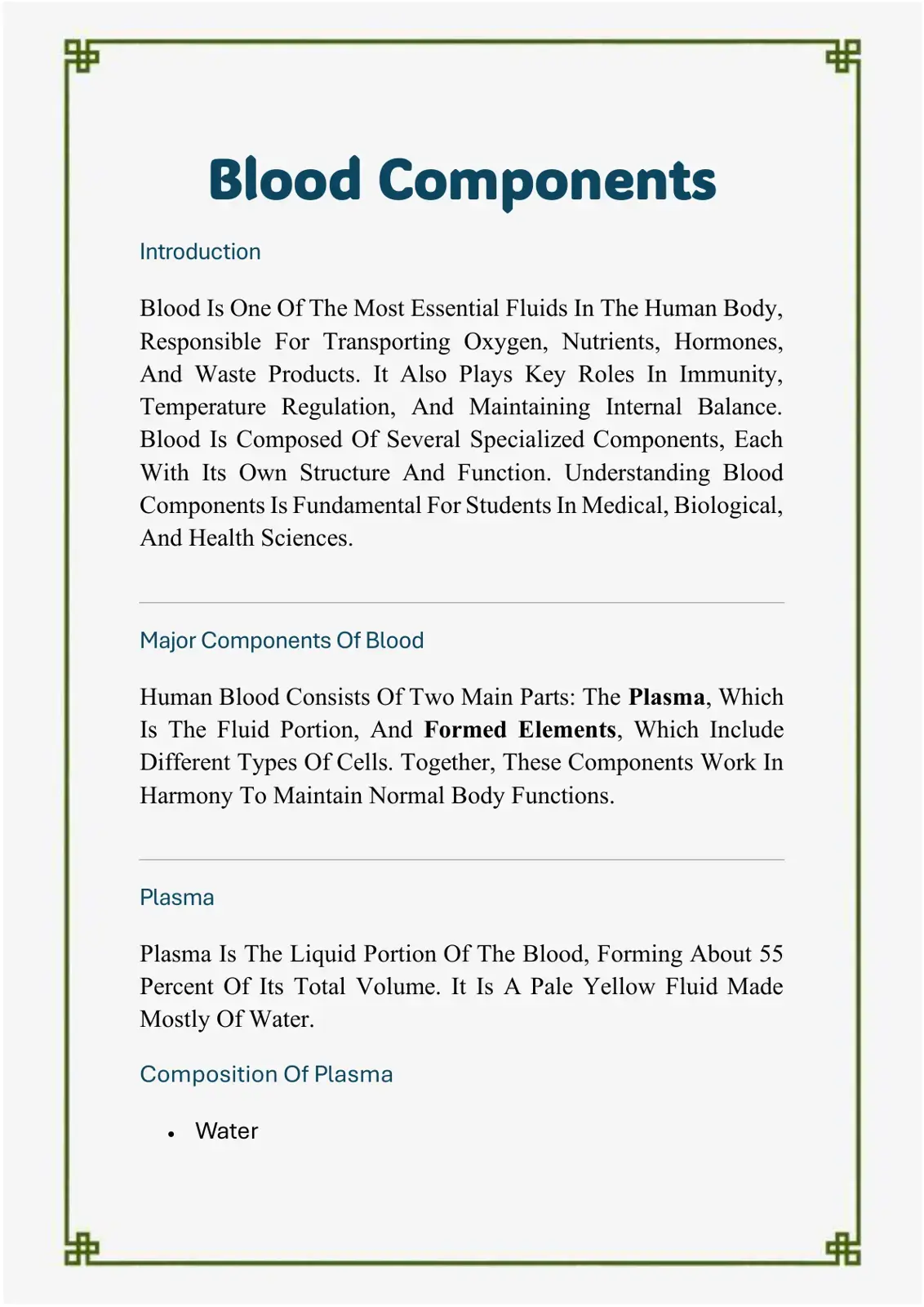 غلاف كتاب Blood Components