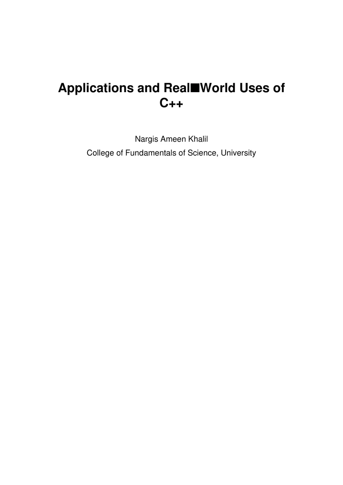 غلاف كتاب Applications and Real World Uses of C++
