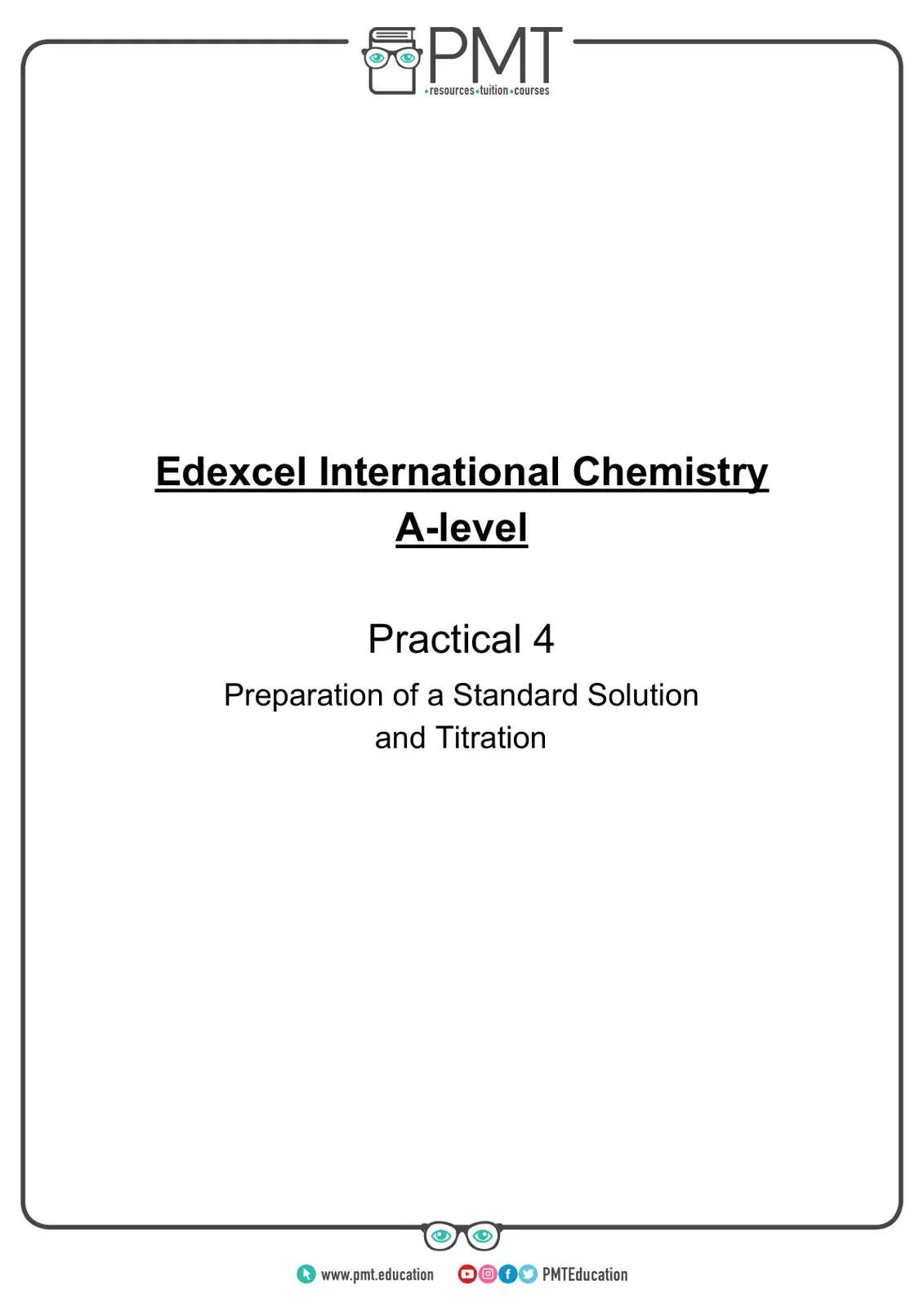غلاف كتاب Edexcel International Chemistry A-level Practical 4 Preparation of a Standard Solution and Titration