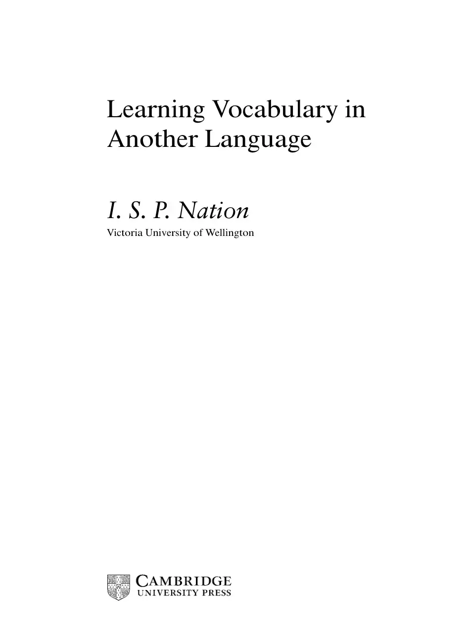 غلاف كتاب Learning Vocabulary in Another Language