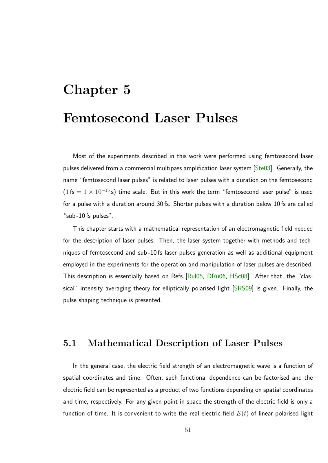 غلاف كتاب Chapter 5: Femtosecond Laser Pulses
