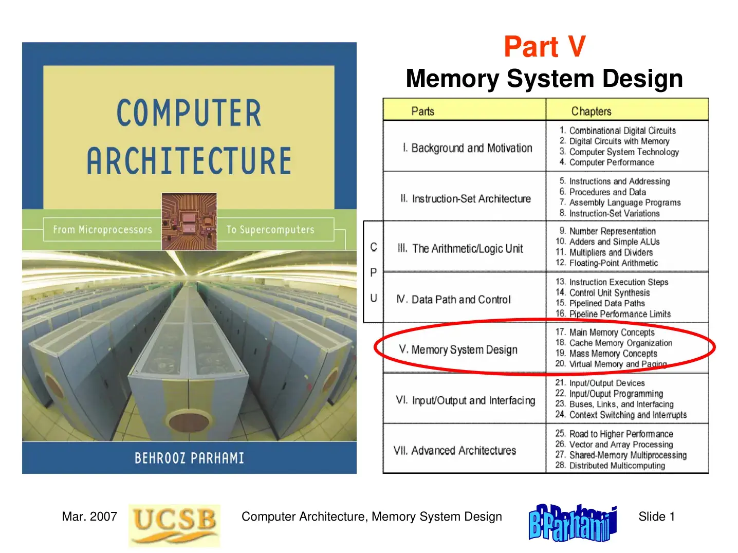 غلاف كتاب Computer Architecture Part V Memory System Design