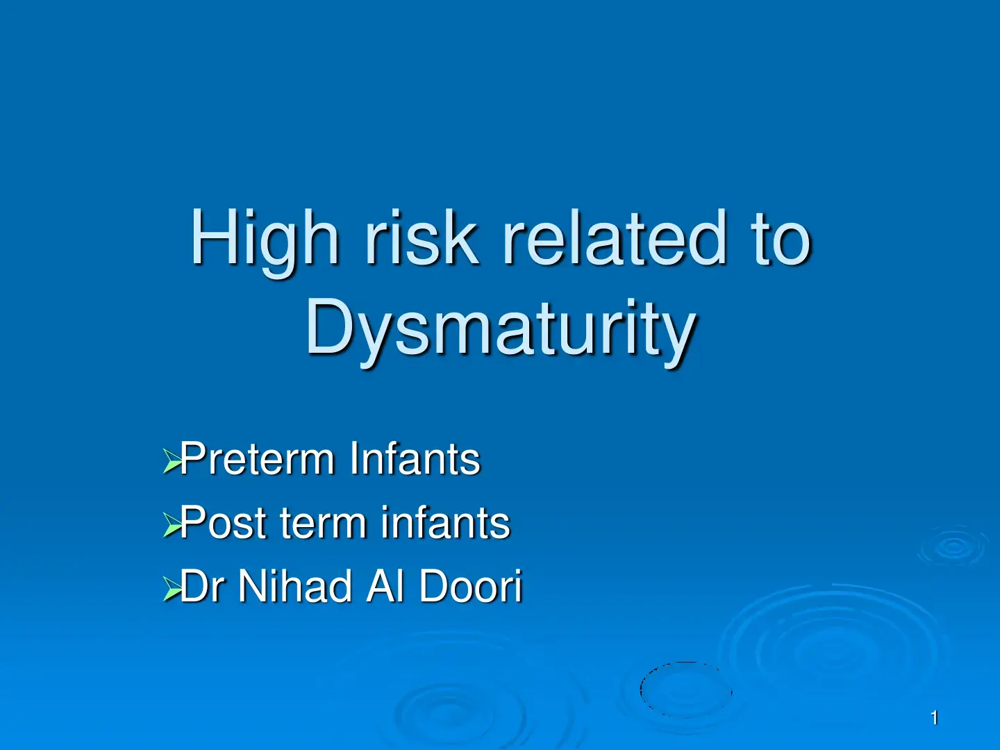 غلاف كتاب High risk related to Dysmaturity