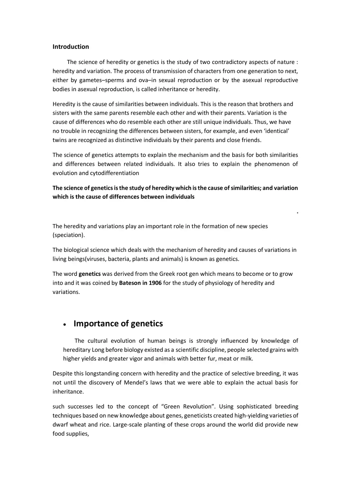 غلاف كتاب Introduction to Genetics: Heredity and Variation
