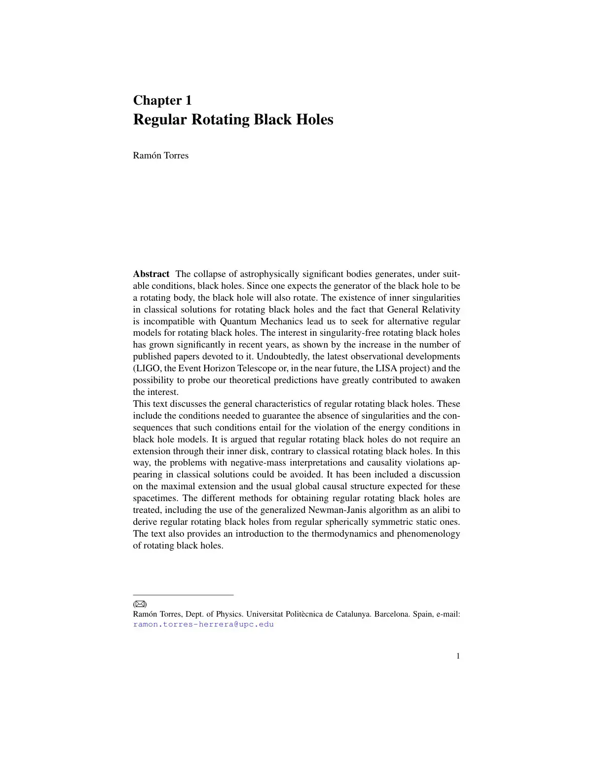 غلاف كتاب Chapter 1: Regular Rotating Black Holes