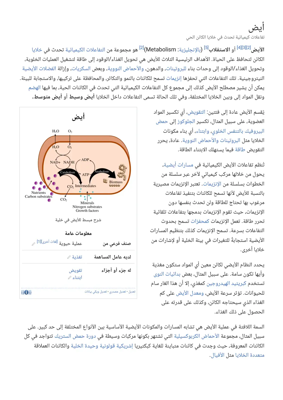 غلاف كتاب الأيض
