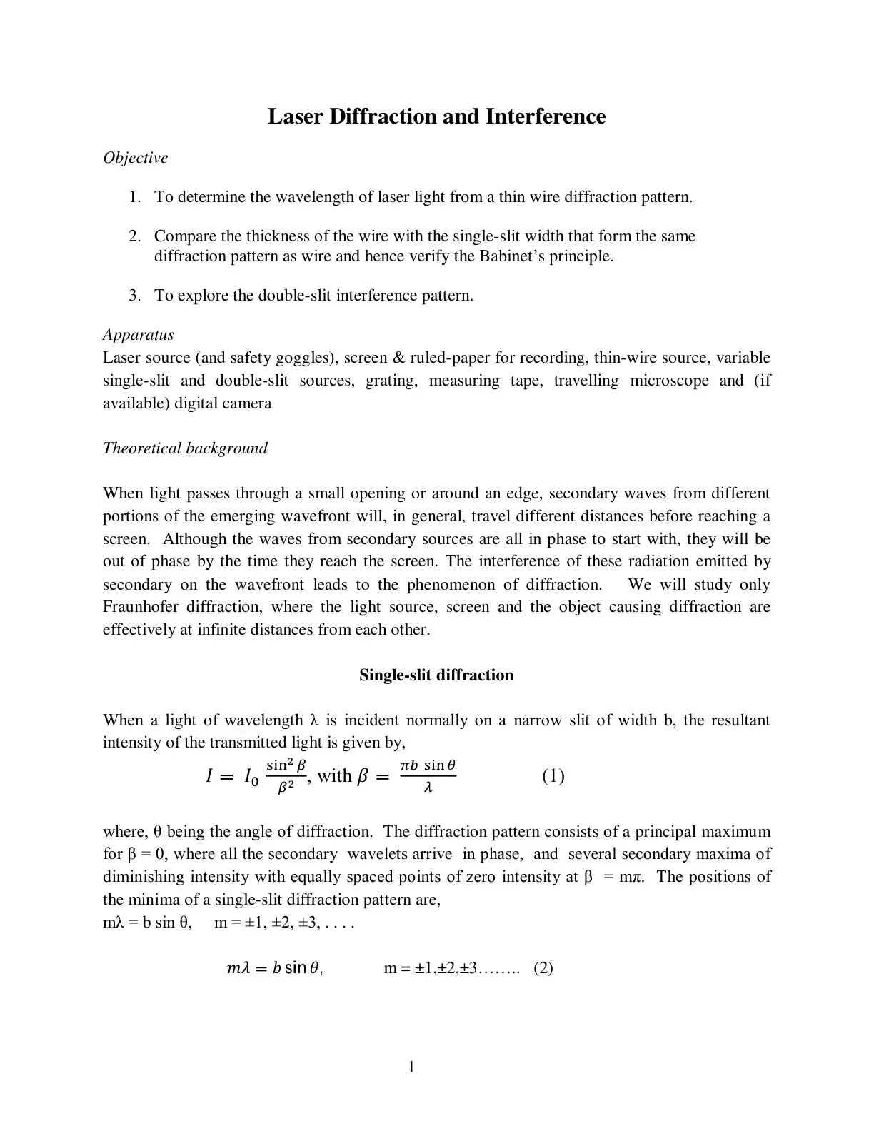غلاف كتاب Laser Diffraction and Interference