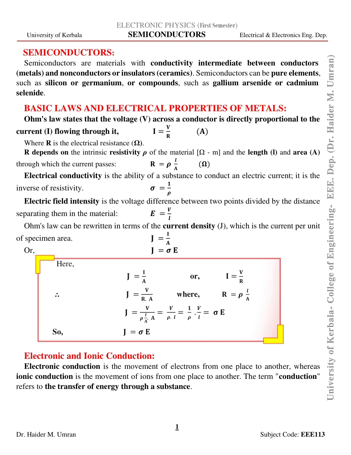 غلاف كتاب ELECTRONIC PHYSICS (First Semester) SEMICONDUCTORS