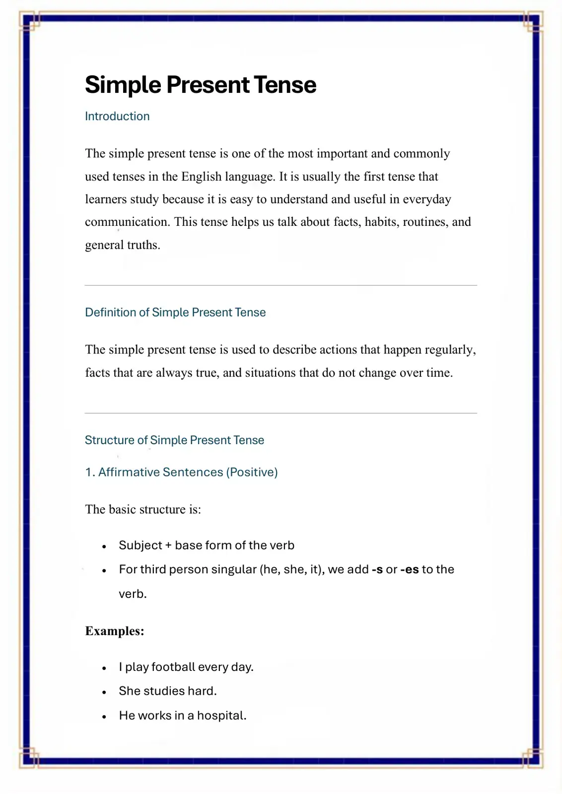 غلاف كتاب Simple Present Tense