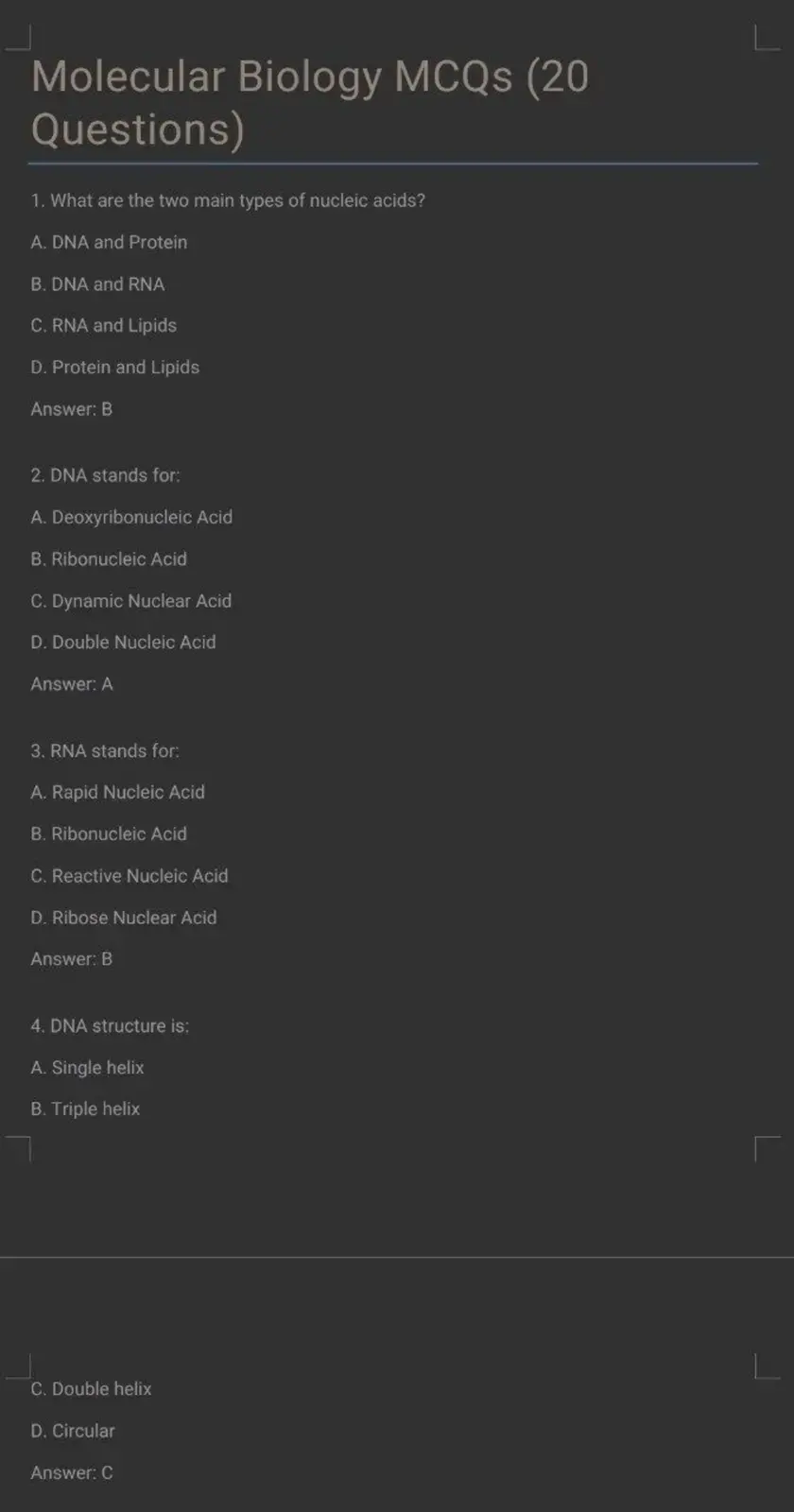 غلاف كتاب Molecular Biology MCQs