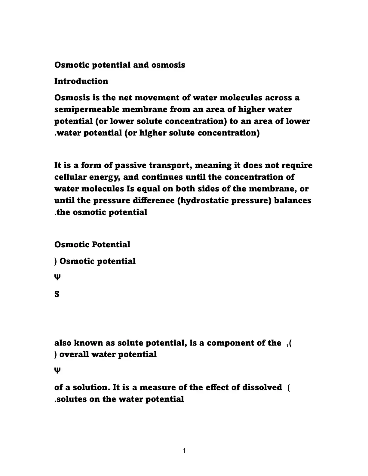غلاف كتاب Osmotic potential and osmosis