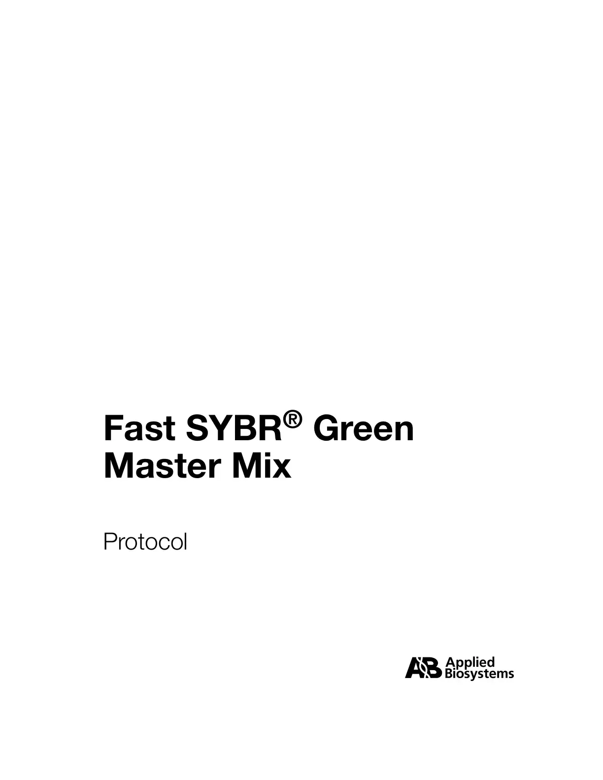 غلاف كتاب Fast SYBR® Green Master Mix Protocol