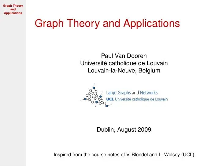 غلاف كتاب Graph Theory and Applications