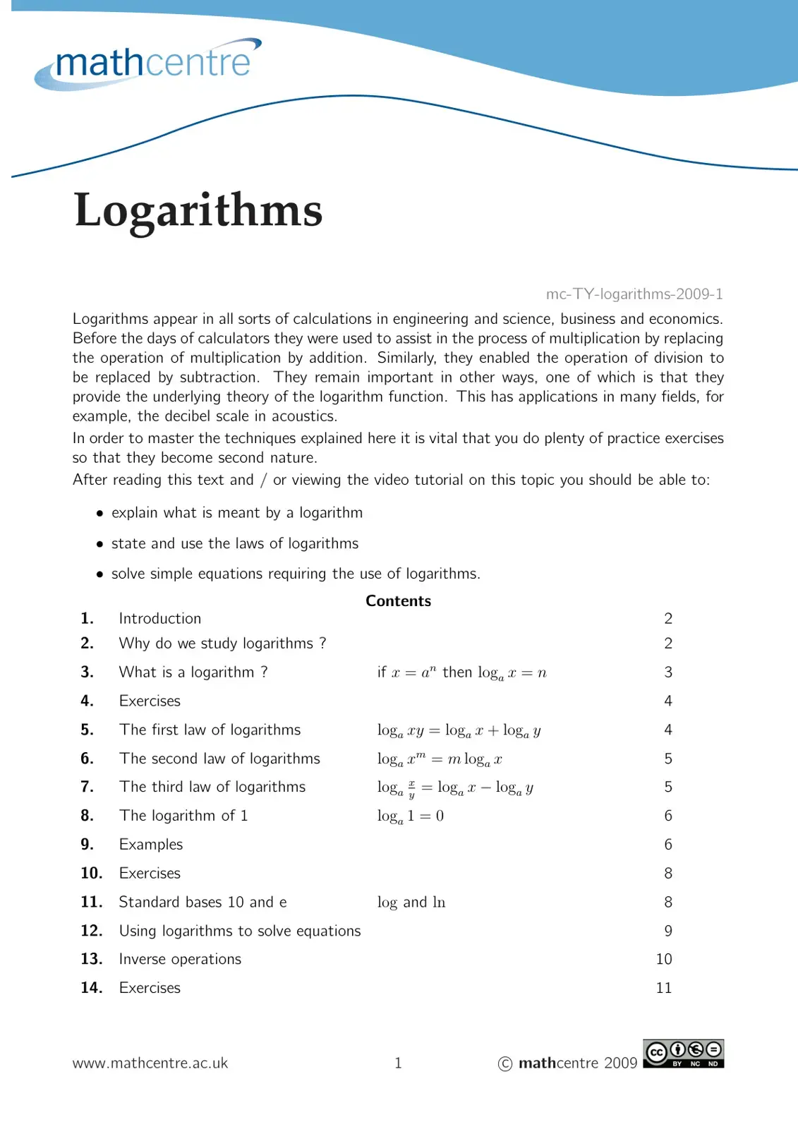 غلاف كتاب Logarithms mc-ty-logarithms-2009-1