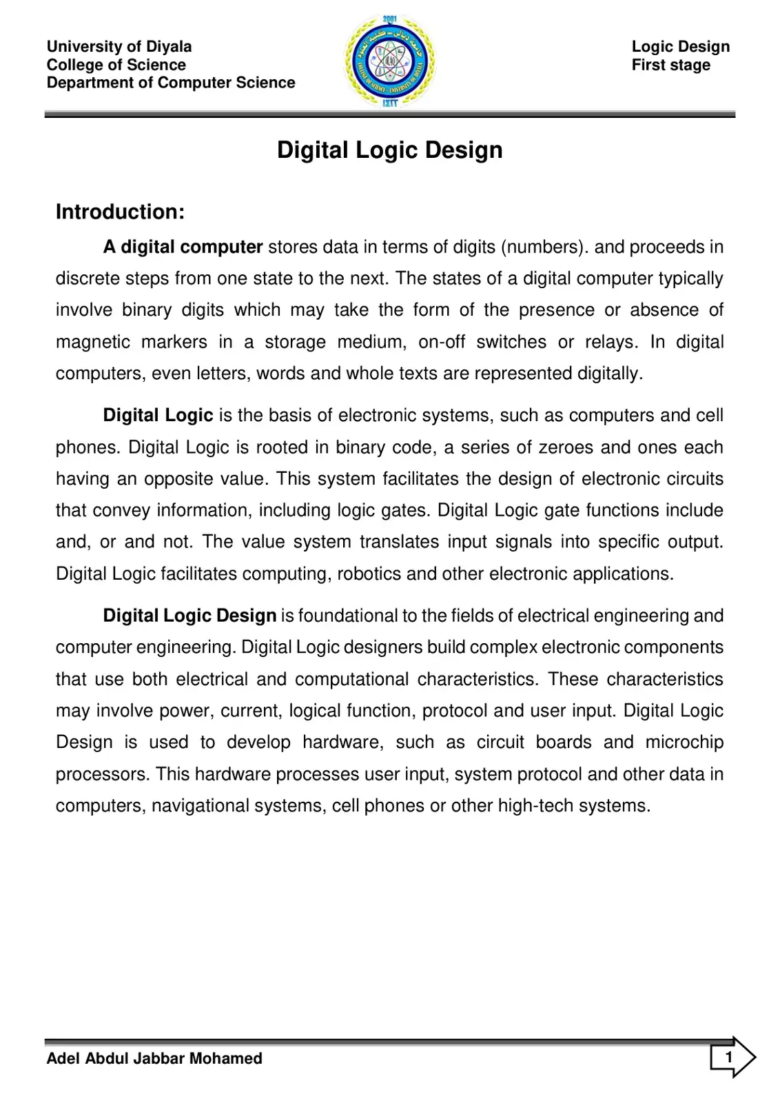 غلاف كتاب Digital Logic Design