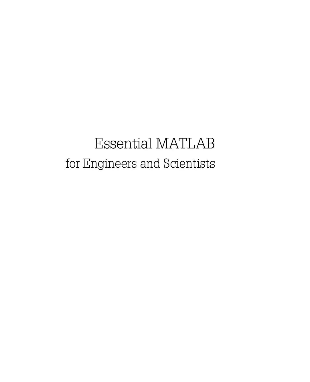 غلاف كتاب Essential MATLAB for Engineers and Scientists