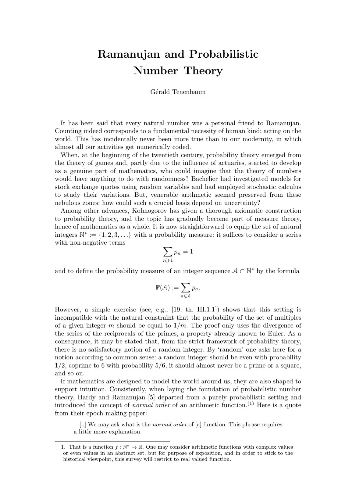 غلاف كتاب Ramanujan and Probabilistic Number Theory