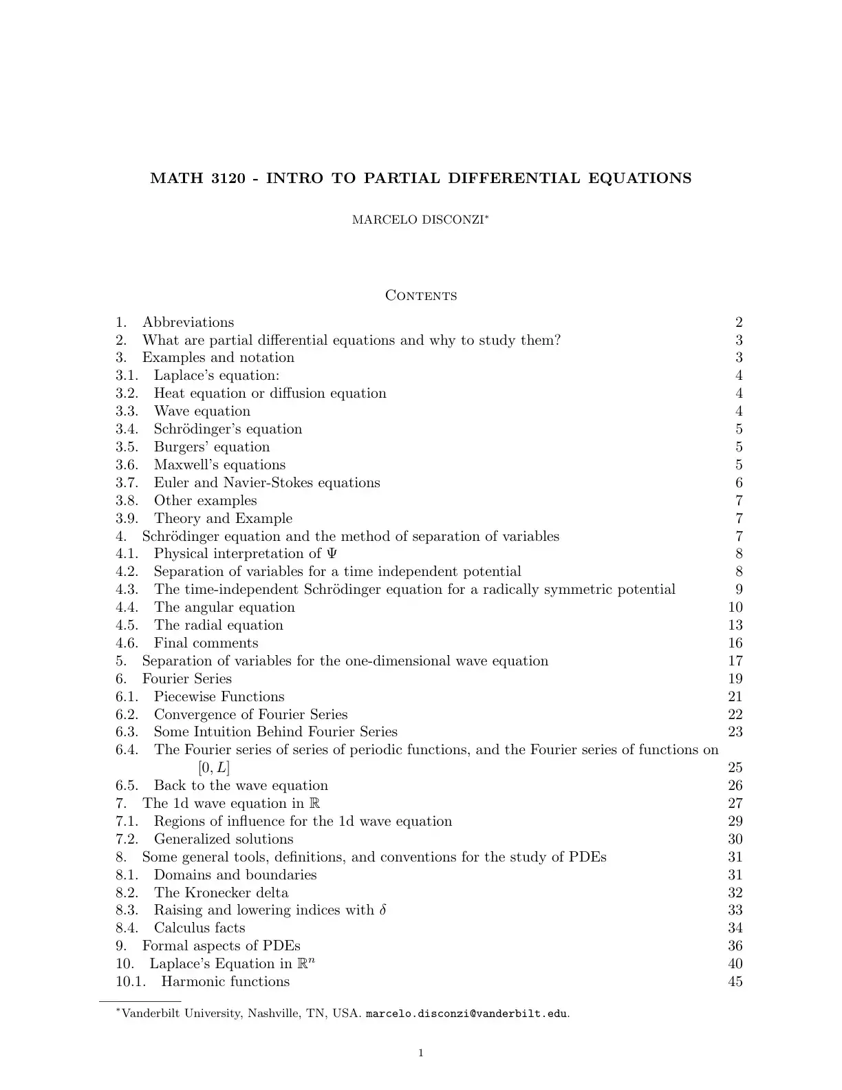 غلاف كتاب MATH 3120 - Intro to Partial Differential Equations
