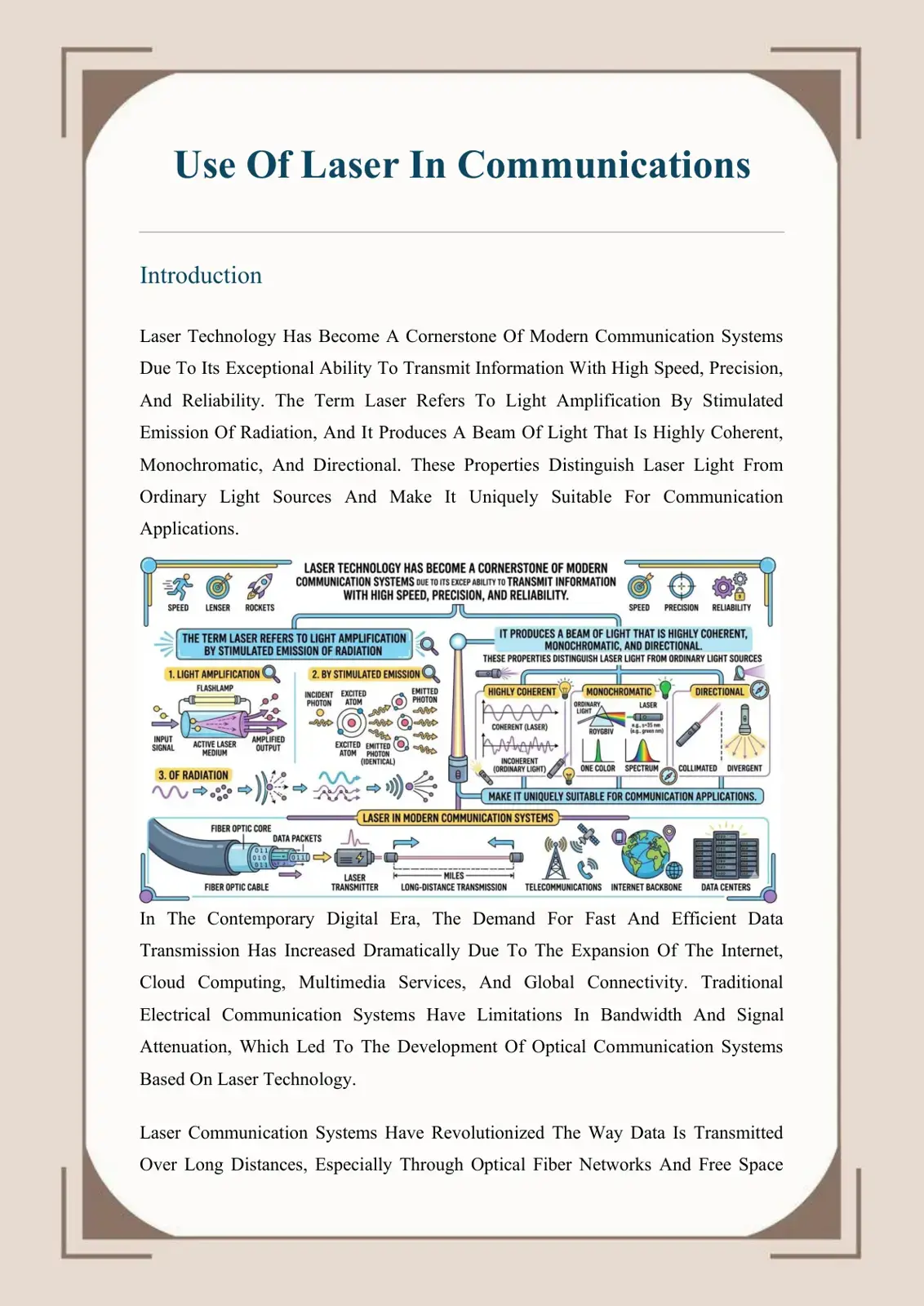 غلاف كتاب Use Of Laser In Communications