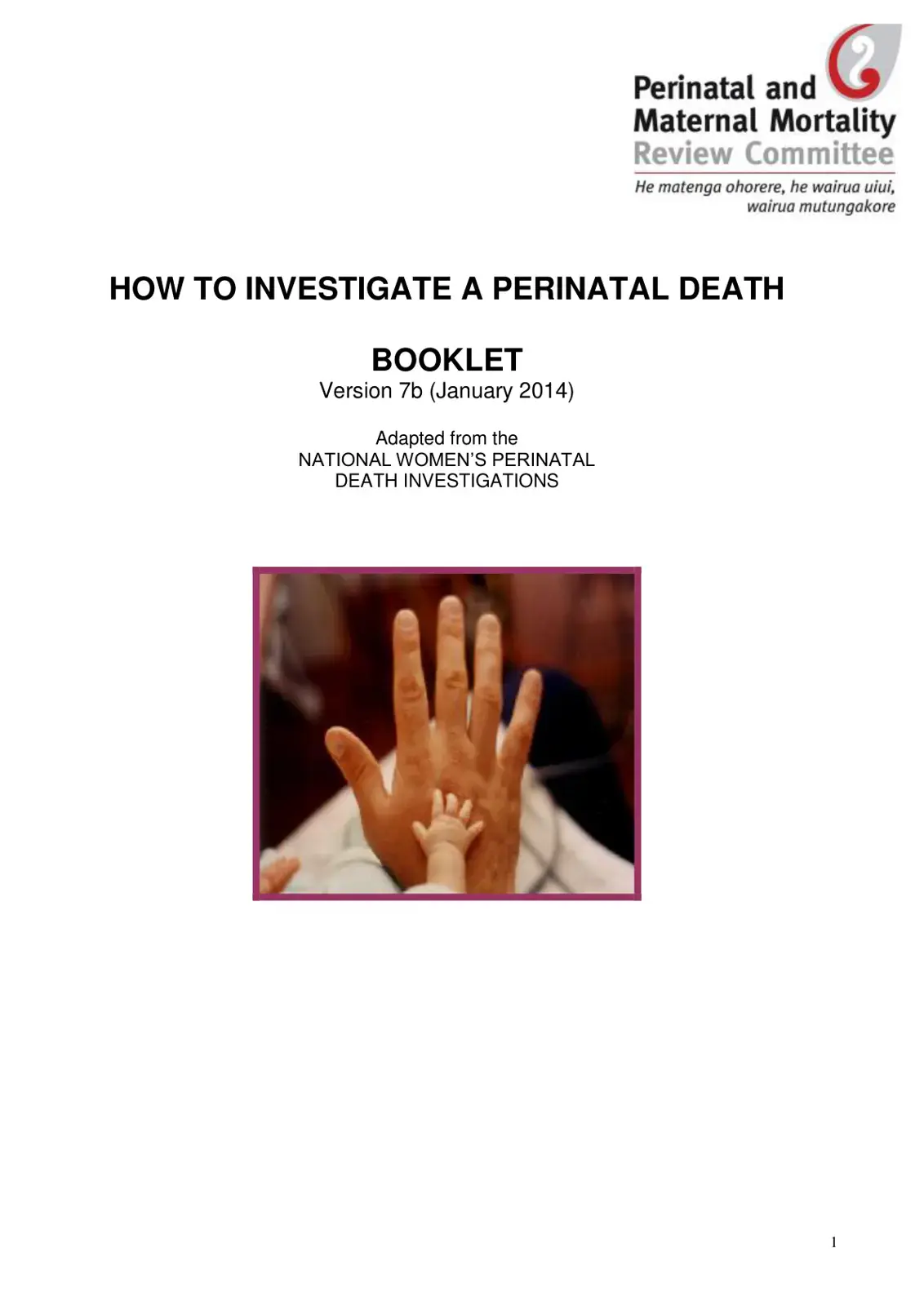 غلاف كتاب HOW TO INVESTIGATE A PERINATAL DEATH BOOKLET