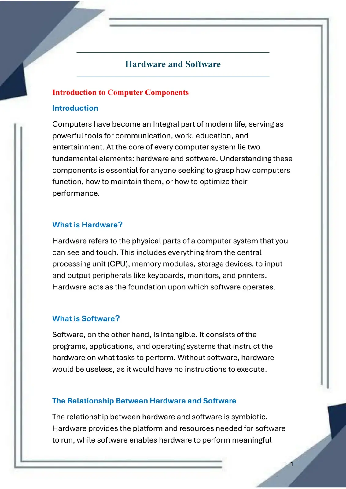 غلاف كتاب Introduction to Computer Components