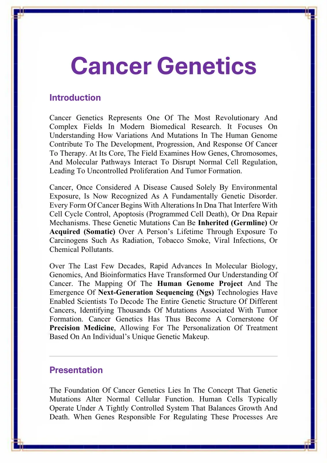 غلاف كتاب Cancer Genetics Introduction